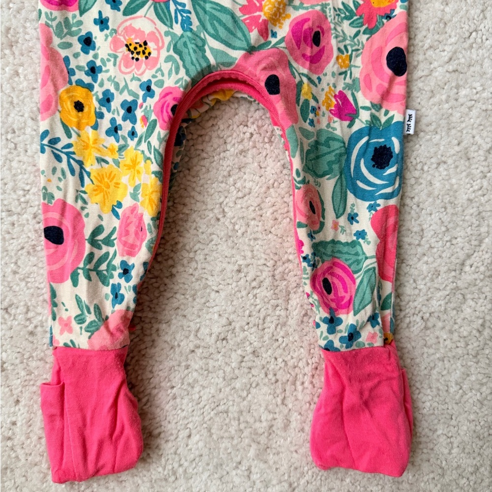 Little Sleepies Pink Floral Kids Zipper Convertible One Piece - size Newborn - Picture 2 of 14